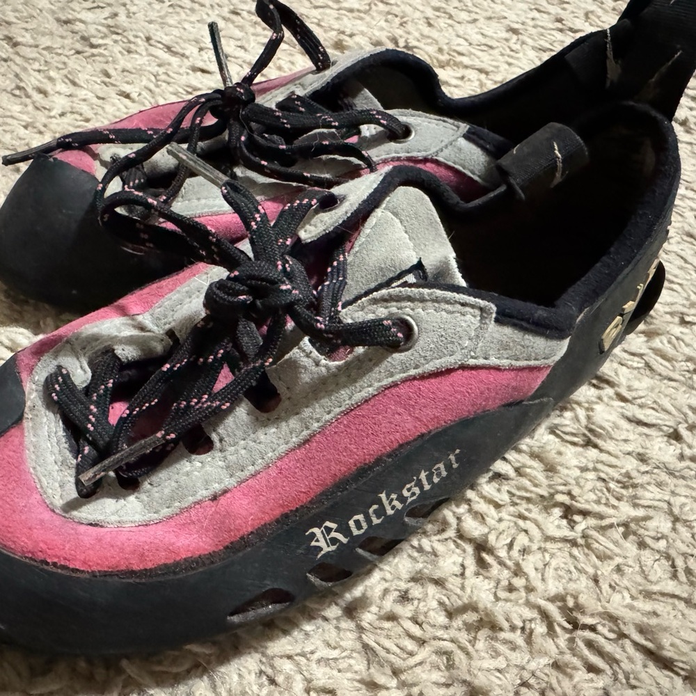 Women's Evolv Rockstar Pink and Gray Climbing Shoes